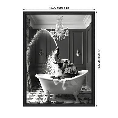 Splish Splash Safari Elephant by Niky Rahner Framed Canvas Wall Art Print