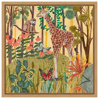 Giraffe in Nature by Caroline Bonne Muller Framed Canvas Wall Art Print
