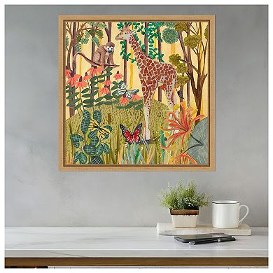 Giraffe in Nature by Caroline Bonne Muller Framed Canvas Wall Art Print
