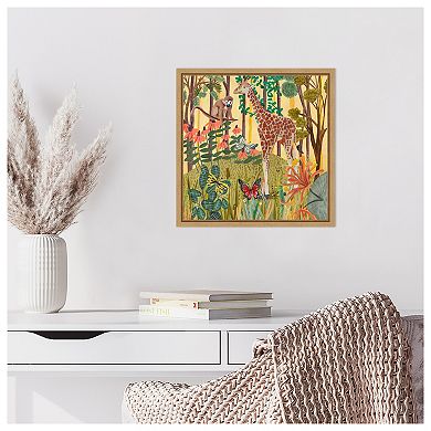Giraffe in Nature by Caroline Bonne Muller Framed Canvas Wall Art Print