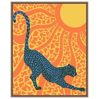 Sunny Stripes Cheetah Stretch by Kintsugi99 Framed Canvas Wall Art Print