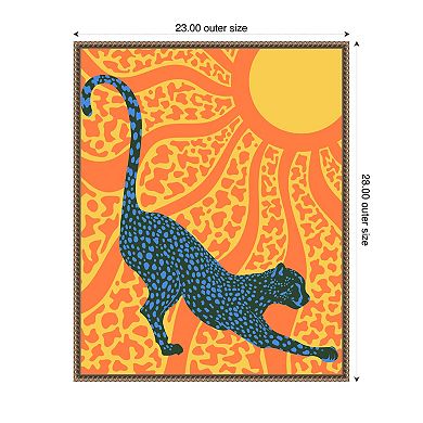 Sunny Stripes Cheetah Stretch by Kintsugi99 Framed Canvas Wall Art Print