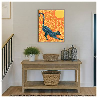 Sunny Stripes Cheetah Stretch by Kintsugi99 Framed Canvas Wall Art Print