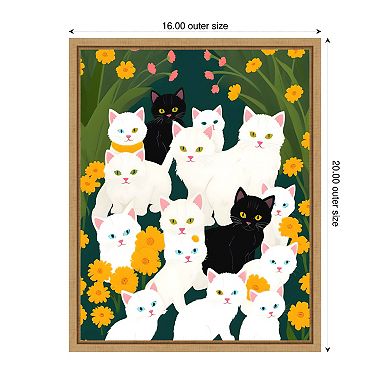 Cats Meet Up Group by Uma Gokhale Framed Canvas Wall Art Print