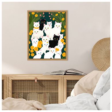Cats Meet Up Group by Uma Gokhale Framed Canvas Wall Art Print