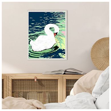 Elegant Swan by Uma Gokhale Framed Canvas Wall Art Print