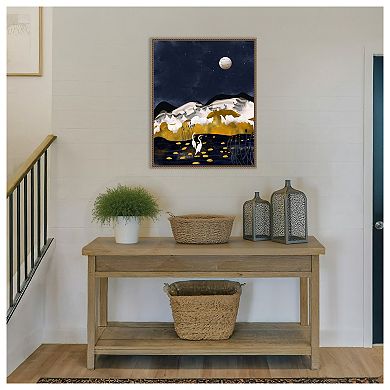 Midnight Lake by Uma Gokhale Framed Canvas Wall Art Print