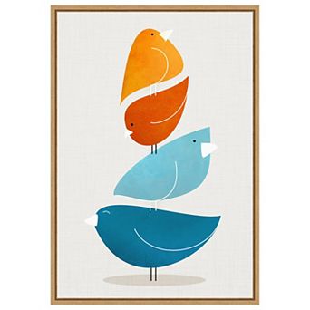 Bird Stack Up by Kristian Gallagher Framed Canvas Wall Art Print