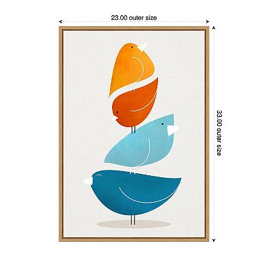 Bird Stack Up by Kristian Gallagher Framed Canvas Wall Art Print