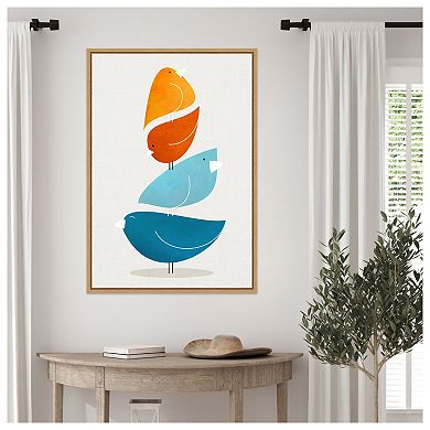 Bird Stack Up by Kristian Gallagher Framed Canvas Wall Art Print