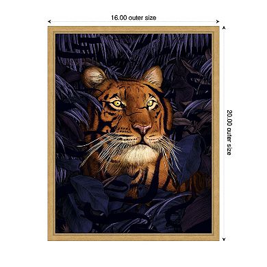 Jungle Cat by Ec Mazur Framed Canvas Wall Art Print