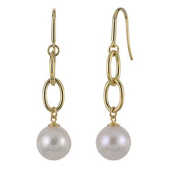 PearLustre by Imperial 18k Gold Over Sterling Silver Freshwater Cultured Pearl Drop Earrings