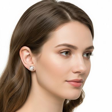 PearLustre by Imperial Sterling Silver Freshwater Cultured Pearl & Created White Sapphire Earrings