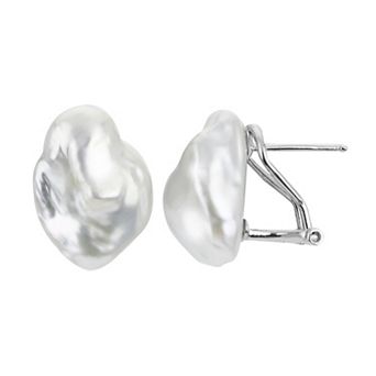 PearLustre by Imperial Sterling Silver Baroque Freshwater Cultured Pearl Omega Back Earrings