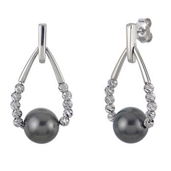 PearLustre by Imperial Sterling Silver Tahitian Cultured Pearl Door Knocker Earrings