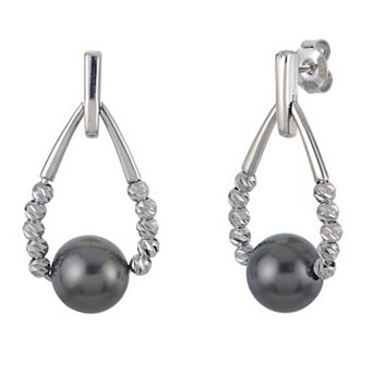 PearLustre by Imperial Sterling Silver Tahitian Cultured Pearl Door Knocker Earrings