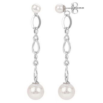 PearLustre by Imperial Sterling Silver Freshwater Cultured Pearl Figure 8 Link Drop Earrings