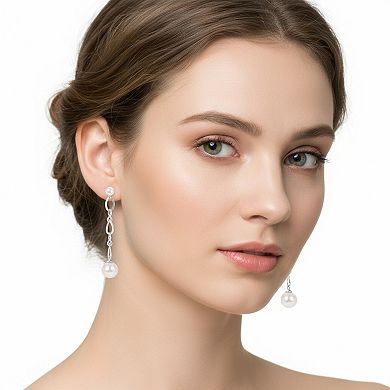 PearLustre by Imperial Sterling Silver Freshwater Cultured Pearl Figure 8 Link Drop Earrings