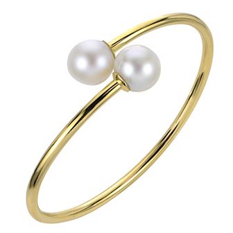PearLustre by Imperial 18k Gold Over Sterling Silver Freshwater Cultured Pearl Bangle Bracelet