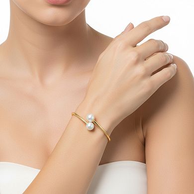 PearLustre by Imperial 18K Gold Over Sterling Silver Freshwater Cultured Pearl Bangle Bracelet