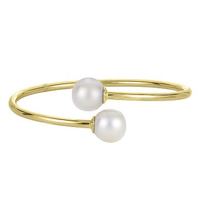 PearLustre by Imperial 18K Gold Over Sterling Silver Freshwater Cultured Pearl Bangle Bracelet