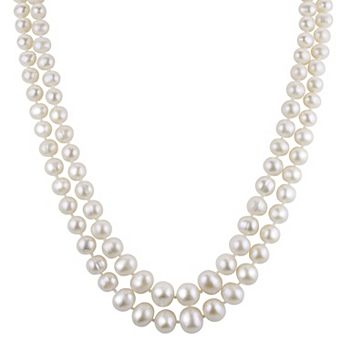 PearLustre by Imperial Double Row Graduated Freshwater Cultured Pearl Necklace w/ Sterling Silver Clasp