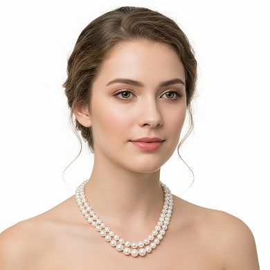 PearLustre by Imperial Double Row Graduated Freshwater Cultured Pearl Necklace w/ Sterling Silver Clasp