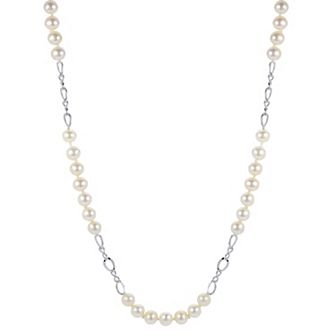 PearLustre by Imperial Sterling Silver Freshwater Cultured Pearl Necklace & Figure 8 Links