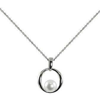 PearLustre by Imperial Sterling Silver Freshwater Cultured Pearl Circle Pendant Necklace