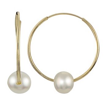 PearLustre by Imperial 14k Gold Freshwater Cultured Pearl Endless Hoop Earrings