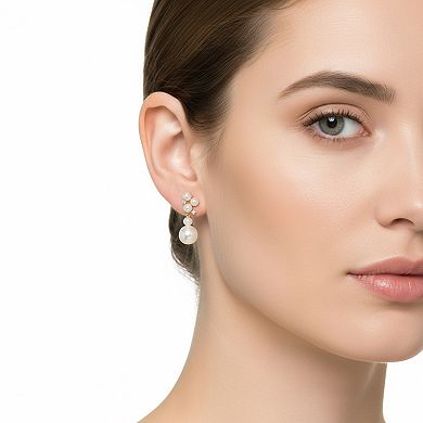 PearLustre by Imperial 14k Gold Freshwater Cultured & Diamond Accent Cluster Drop Earrings