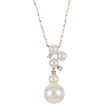 PearLustre by Imperial 14k Gold Freshwater Cultured Pearl & Diamond Accent Pendant Necklace