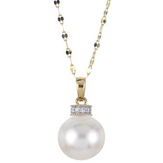 PearLustre by Imperial 14k Gold Freshwater Cultured Pearl & Diamond Accent Pendant Necklace