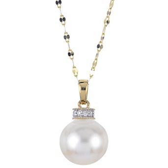 PearLustre by Imperial 14k Gold Freshwater Cultured Pearl & Diamond Accent Pendant Necklace