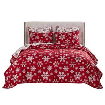 Snowflakes Premium Quality Christmas Pattern Coverlet Set
