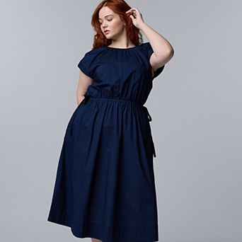 Plus Size Simply Vera Vera Wang Tie Waist Midi Dress
