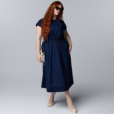 Plus Size Simply Vera Vera Wang Tie Waist Midi Dress
