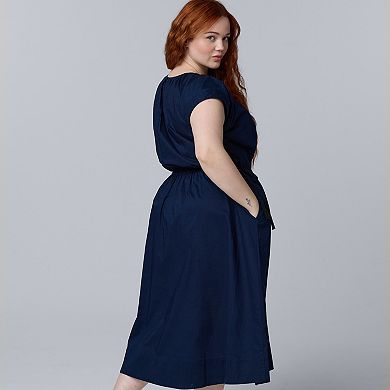 Plus Size Simply Vera Vera Wang Tie Waist Midi Dress
