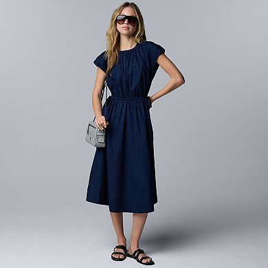 Petite Simply Vera Vera Wang Tie Waist Midi Dress