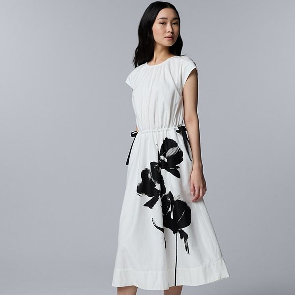 Petite Simply Vera Vera Wang Tie Waist Midi Dress