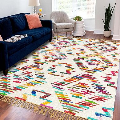 Unique Loom Aztec Chindi Trellis Throw or Area Rug