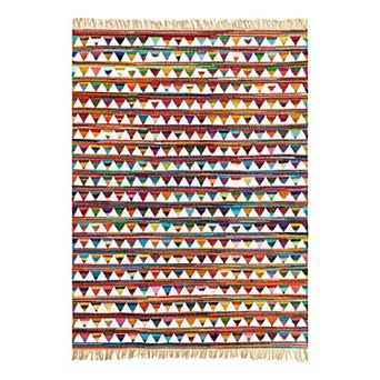 Unique Loom Pyramid Chindi Trellis Throw or Area Rug