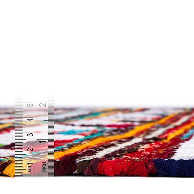 Unique Loom Pyramid Chindi Trellis Throw or Area Rug