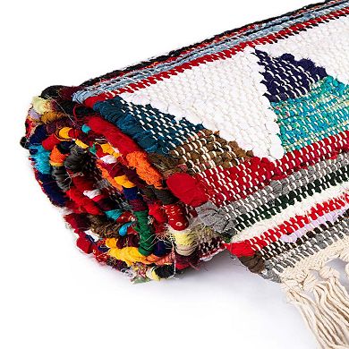 Unique Loom Pyramid Chindi Trellis Throw or Area Rug