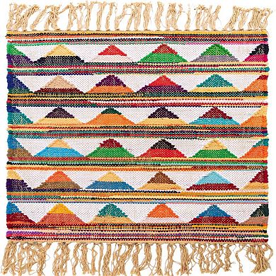 Unique Loom Pyramid Chindi Trellis Throw or Area Rug