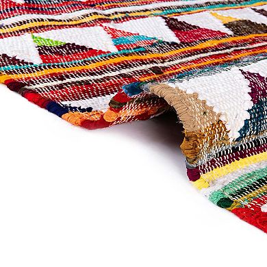 Unique Loom Pyramid Chindi Trellis Throw or Area Rug