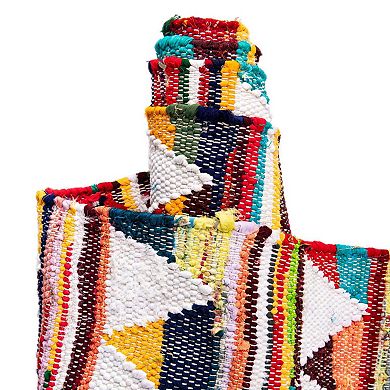 Unique Loom Pyramid Chindi Trellis Throw or Area Rug