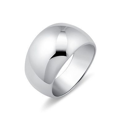 Fremada Sterling Silver Graduated Dome Cigar Band Ring