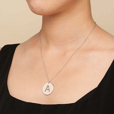 Fremada Sterling Silver Initial Disc Necklace
