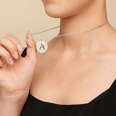 Fremada Sterling Silver Initial Disc Necklace